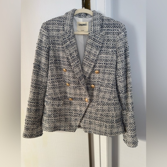 L'AGENCE Kenzie Double Breasted Tweed Blazer - Picture 3 of 7